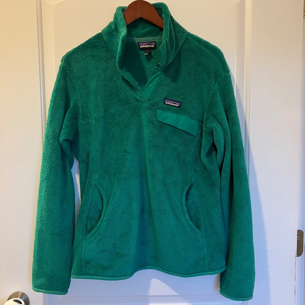 Patagonia Re-Tool Snap-T Fleece Pullover Emerald Green Polartec Women Large